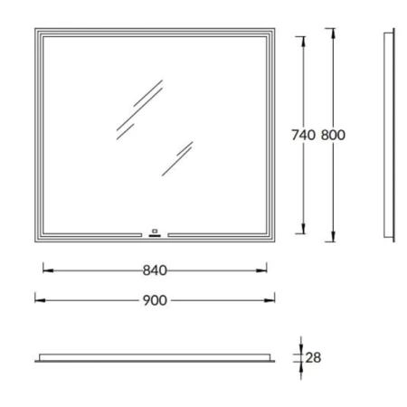 Зеркало Kerama Marazzi MIO МИО MIO.mi.90\WHT  прямоугольное с диммером 90, белое