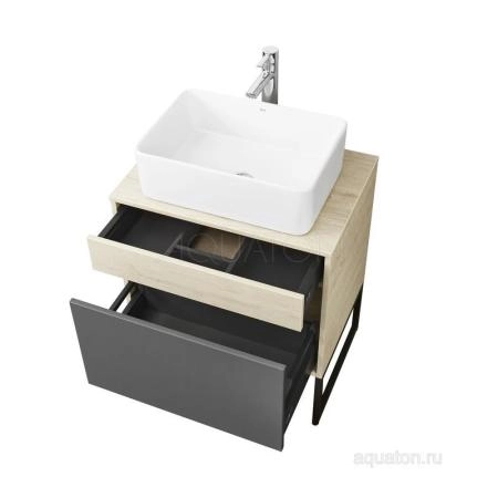 Тумба под раковину AQUATON Лофт Урбан 65 серый графит, дуб орегон 1A254001LQX60