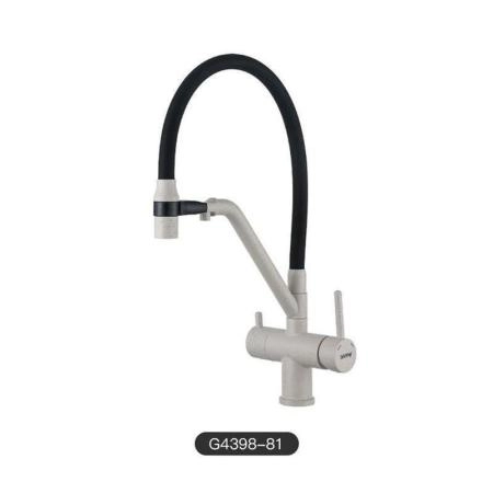 Смеситель Gappo G4398-81 для кухни с подключением фильтра питьевой воды.бел/чёр