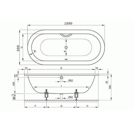 Bette Starlet Flair Oval Ванна 188х88х42см, с шумоизоляцией, с самоочищающимся покрытием Glaze Plus, цвет: белый