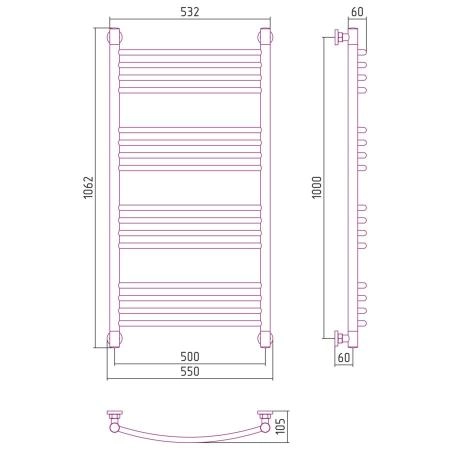 Полотенцесушитель Сунержа Богема+ 550x1062 водяной