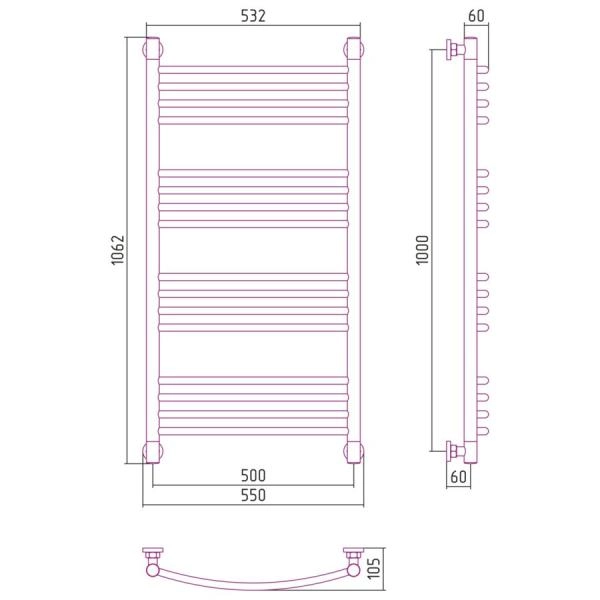 Полотенцесушитель Сунержа Богема+ 550x1062 водяной
