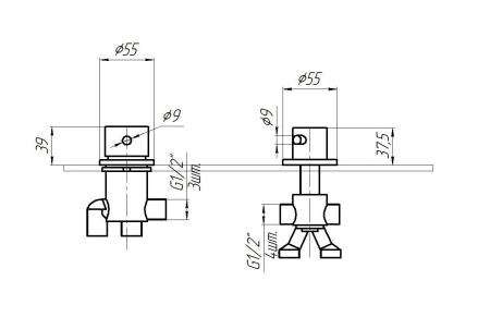 Смеситель на борт ванны Радомир МиниБриз-GOLD 1-27-3-0-0-608 золото