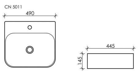 Умывальник накладной прямоугольный пристенный Element 490x445x145мм