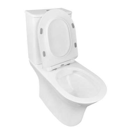 Унитаз напольный AZARIO FRETTA ROUND 650x340x770 безободковый  и сиденьем микролифт (AZ-7121)