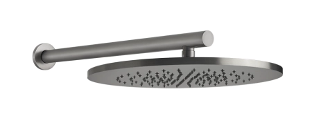 Gessi Bath-Shower 316 верхний душ Ø355 мм, с защитой от известкового налёта, шарнирный с настенным держателем 500 мм, цвет Steel Brushed