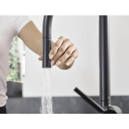 Hansgrohe 72800670 Talis M54 Смеситель для кухни 210 мм, выдвижной излив, 2 режима матовый черный
