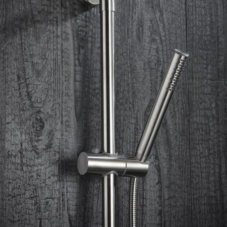 Newform X-STEEL 316 Душевая стойка с термо смес., верхний душ 25см, ручной душ, шланг 150 см, цвет: нержавеющая сталь