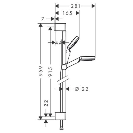 Hansgrohe Crometta Vario Unica Душевой набор: штанга 900mm, ручной душ, 1jet (Rain), шланг, цвет: белый/хром