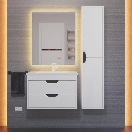 Тумба под раковину для ванной Uperwood Modul 65 см, подвесная, матовая, белая/графит