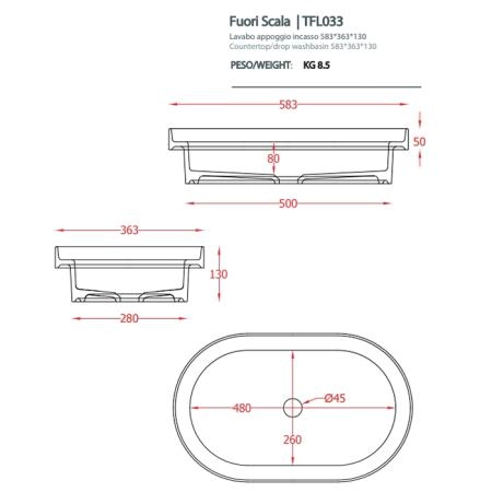 Artceram Fuori Scala Раковина 58х36 см, без отв., без перелива, цвет: blu denim