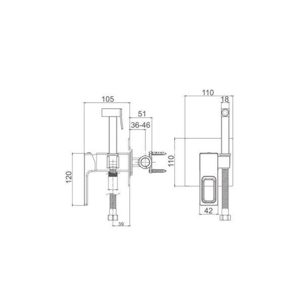 Гигиенический  душ Gappo G7217-8 встраиваемый, белый /хром