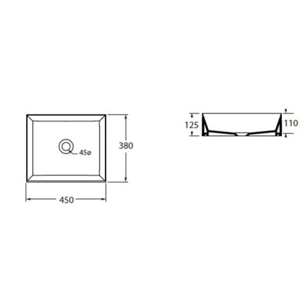 Azzurra Elegance Squared Раковина накладная, 45x38xH15 см, без отв., без перелива, цвет: Bianco lucido
