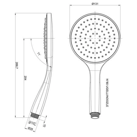 Almar EcoAir Emotion Ручной душ 130 мм, 1 режим, ABS, цвет: хром