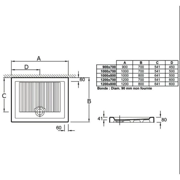 Поддон для душа Jacob Delafon KYREO EN111-00 90x70 см шамот