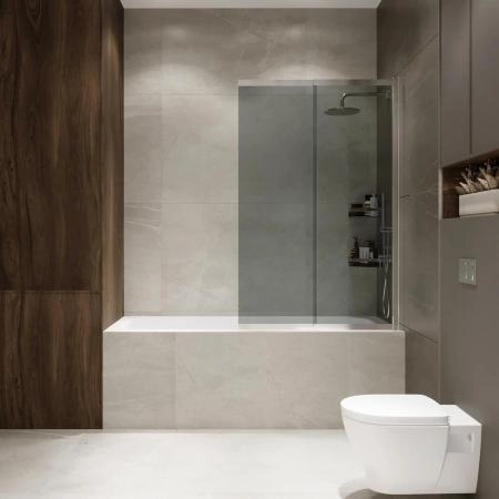 Шторка на ванну Terminus Ното 1CS150х90CT 150х90 тонированная, слайдер хром