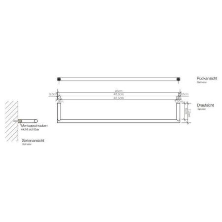 Decor Walther MK HTE45 Mikado Полотенцедержатель 45см., подвесной, цвет: Dark Metal Matt PVD
