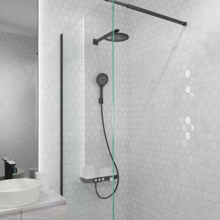 Душевой комплект BERGES MORANS 75004 с изливом и термостатом, черный матовый