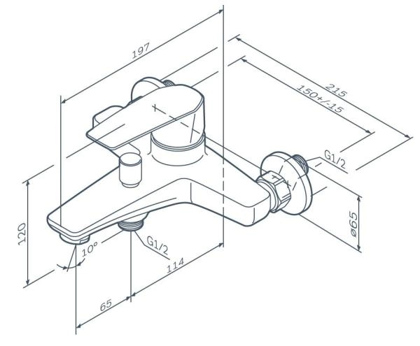 Смеситель для ванны AM.PM Gem F90A10000 хром