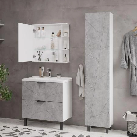 Шкаф зеркальный Twing 70 белый глянец