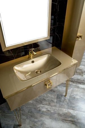 Столешница Boheme стекло 100см моноблок Светлое золото 852-100-Light Gold