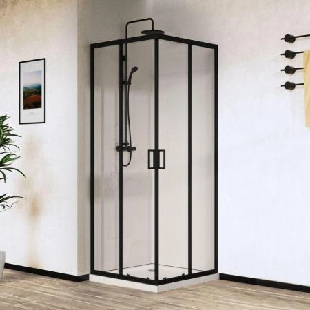Душевой уголок Vincea City VSS-5CT8010CLB, 1000*800, черный, стекло прозрачное