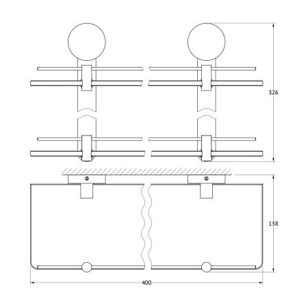 Полка 2-х ярусная 40 cm матовое стекло;  ARTWELLE Harmonie HAR 037 хром
