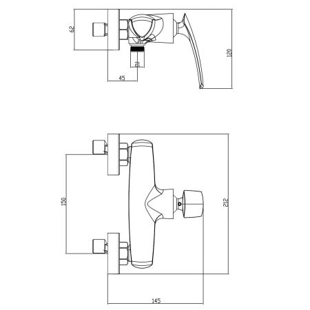 Смеситель для душа Azario REULEAUX с ручным душем, хром (AZ-VWF338296C)