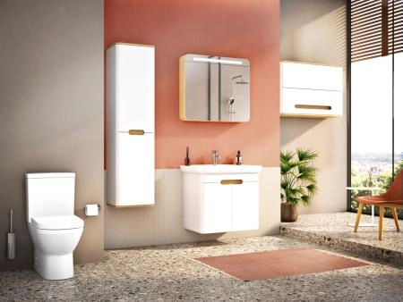 Шкаф пенал VitrA Sento  60842 40 см с корзиной для белья матовый белый МДФ