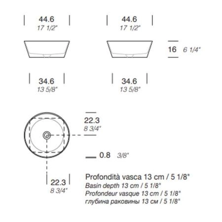 NOORTH milldue edition Раковина 44.6x16 см, без отв., накладная, цвет: белый