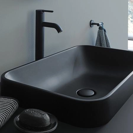 Duravit Happy D.2 Plus Раковина  600х400мм, без перелива,с выпуском с керамической крышкой цвет Anthracite matt