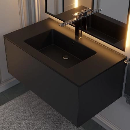 Раковина кварцевая Uperwood Parma Quartz, 85 см, черная матовая, уголь