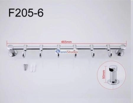 F205-6 Планка Frap 6 крючков подвижные