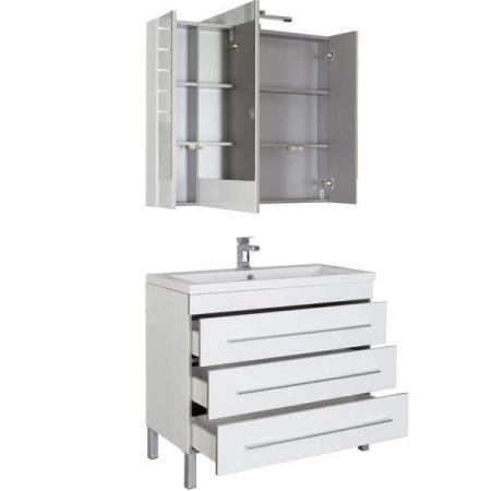 Тумба под раковину Aquanet Верона 100 см напольная с 3-мя ящиками, цвет белый