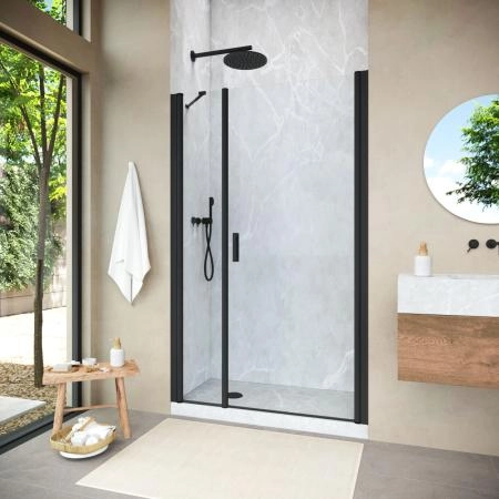 Душевая дверь Vegas-glass EP-F-2 NOVO h2000 150 02М 01 R, профиль черный матовый, стекло прозрачное