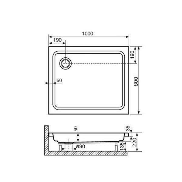 Поддон для душа RGW STYLE PR 16180280-11 80x100 см акрил