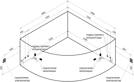 Ванна акриловая "ФИЛАДЕЛЬФИЯ", 1680х1680, рама-подставка, фронтальная панель, слив-перелив автомат с сеточкой (хром, с сифоном)
