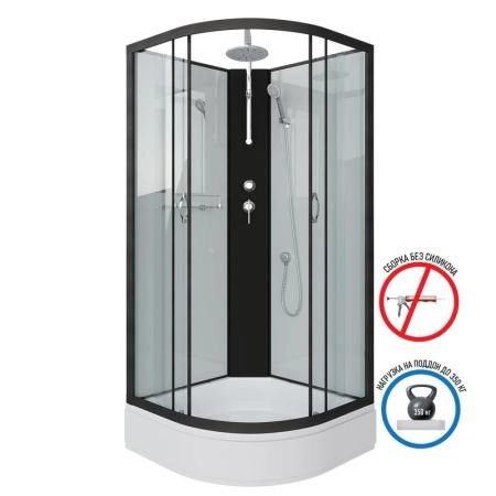 Душевая кабина Niagara NG-6701-14BKT 900х900х2100-2400 средний поддон 26см стекло прозрачное черные профиля