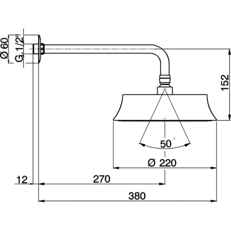 CISAL Shower Верхний душ D220 мм с настенным держателем L270 мм, цвет: золото