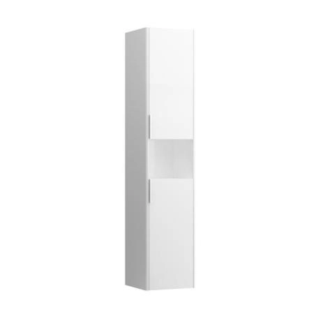 Laufen Base Высокий шкаф 35x33.5x165см., 2 дверцы, петли справа, 1 открытая полка, 4 стеклянные полки, дизайн совпадает со шкафами под раковину, цвет: белый глянцевый