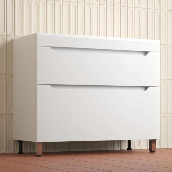 Тумба напольная Style Line Остин под раковину Фортуна 100 2 ящ белый эмаль PLUS
