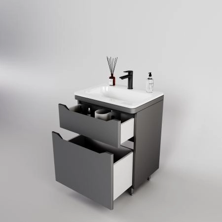 Тумба напольная Style Line Марелла 60 (2 ящ.) Люкс антискрейтч серый, PLUS