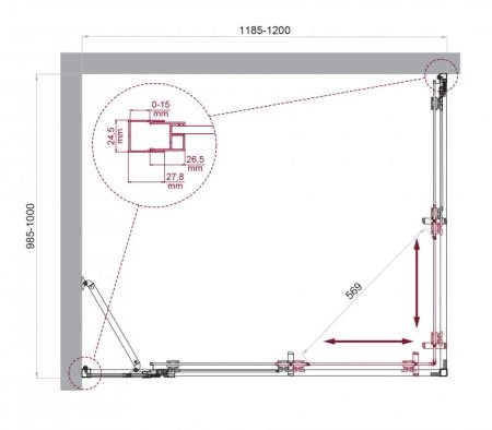 Душевой уголок BelBagno LUCE 130x100 прозрачное стекло 6 мм профиль хром LUCE-AH-21-130/100-C-Cr