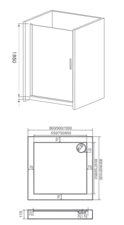 Душевая дверь GOOD DOOR Pandora DR-90-C-CH 90x185 см