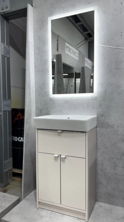 Тумба c раковиной Comforty Руза-50 00-00022855CF напольная серый шелк с ручками серый шелк с раковиной COMFORTY 9055RA-50