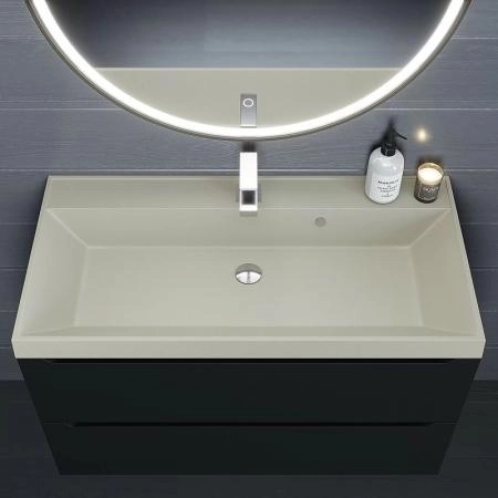 Раковина кварцевая Uperwood Classic Quartz 100 см, бежевая матовая, лён