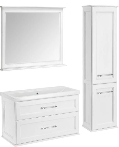 Тумба под раковину ASB-Woodline Венеция 100 Белый (патина серебро)