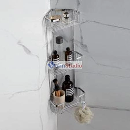 F351-2 Полка 3-ярусная угловая Frap нержавейка хром