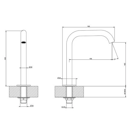 Gessi 316 Излив для раковины, настольный, высота 16см., цвет: Black XL