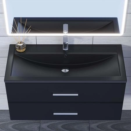 Раковина кварцевая Uperwood Foster Quartz 100 см, черная матовая, космос